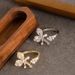 Fashionable And Simple Diamond Inlaid Pearl Butterfly For Women, Not Fading, Niche, Adjustable Opening Index Finger Ring_ipsvogv.com