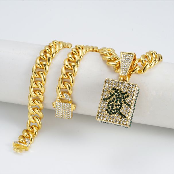 National trend mahjong pendant is popular Cuban chain is the same for men and women. Niche hip hop style accessories_ipsvogv.com