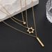 Geometric Long Sparkling Six Pointed Star Double Layered Necklace For Women's Fashion, Simple Fashionable With Diamond_ipsvogv.com