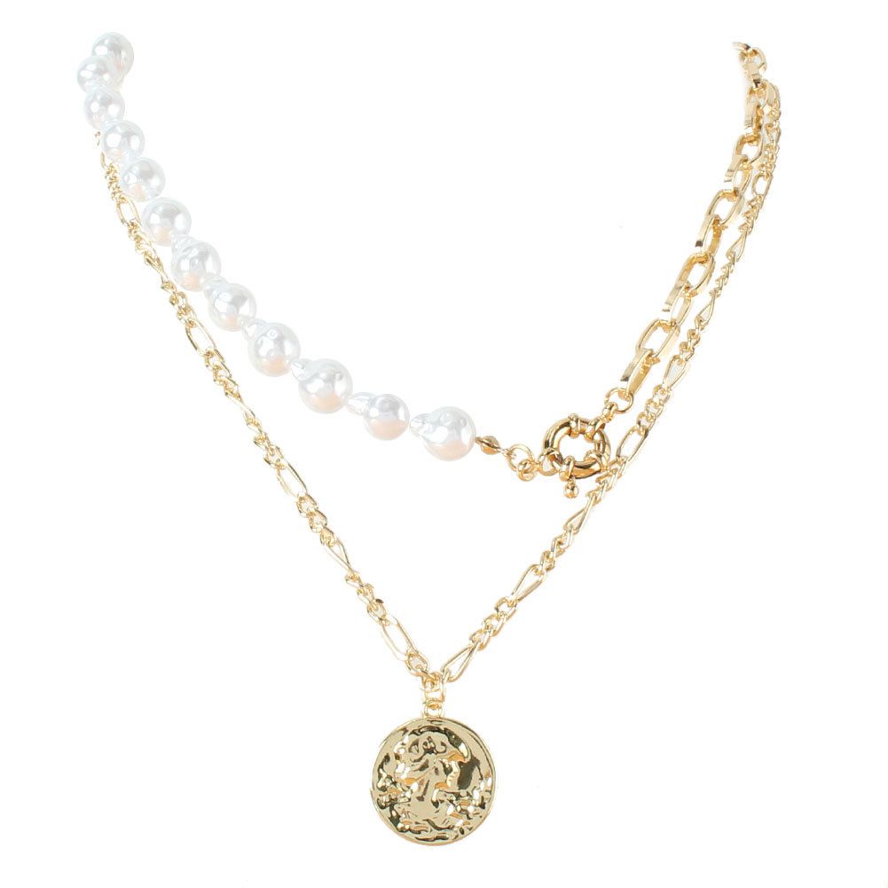 Fashion Alloy Human Head Coin Pendant Necklace Female Necklace Personality Trend Necklace_ipsvogv.com