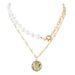 Fashion Alloy Human Head Coin Pendant Necklace Female Necklace Personality Trend Necklace_ipsvogv.com