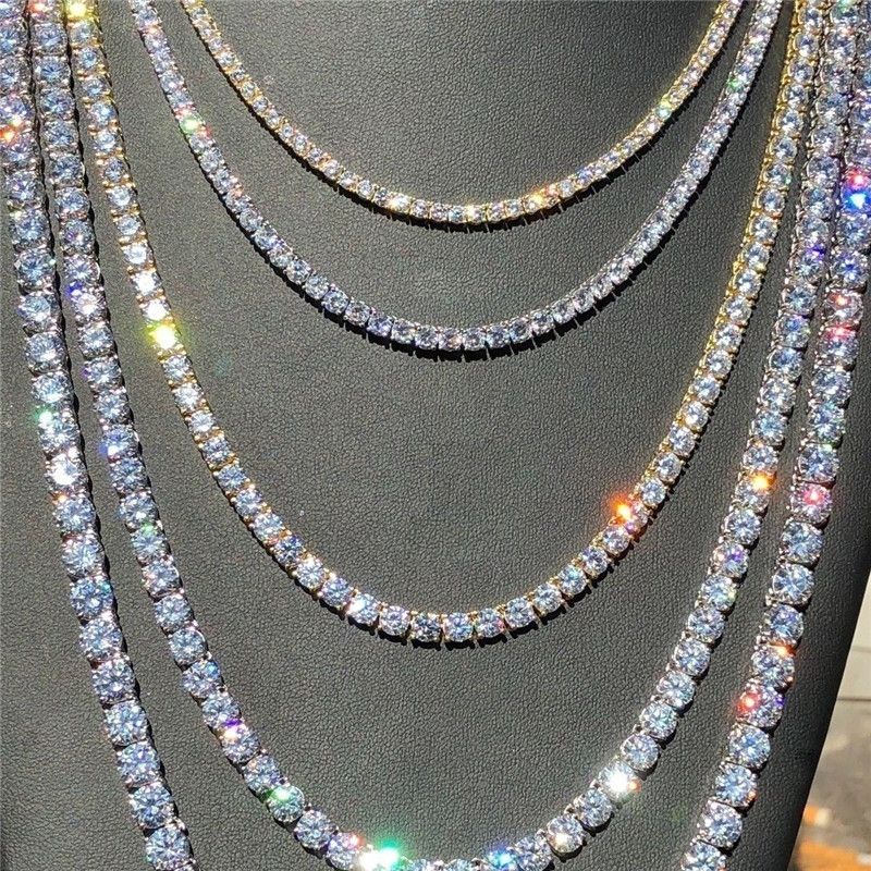 diamond-embedded hip hop fashion men's single row rhinestone alloy necklace all-match clavicle ins hot sea_ipsvogv.com