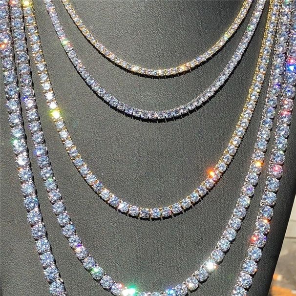 diamond-embedded hip hop fashion men's single row rhinestone alloy necklace all-match clavicle ins hot sea_ipsvogv.com