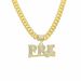 Hot selling full diamond letter PRE pendant necklace with men's punk style Cuban chain and personalized accessories_ipsvogv.com