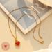Women's Jewelry Exaggerated Love Heart Chain Necklace Black Beige Double Sided Pendant Retro Titanium Steel K Jewelry_ipsvogv.com
