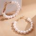Korean Dongdaemun Style Large Circle Summer C-shaped Handmade Freshwater Pearl Earrings Ear Drops_ipsvogv.com