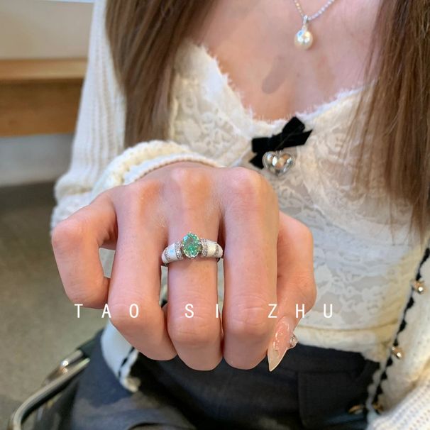 Vintage zircon ring light luxury high end ins style open ring adjustable ring_ipsvogv.com
