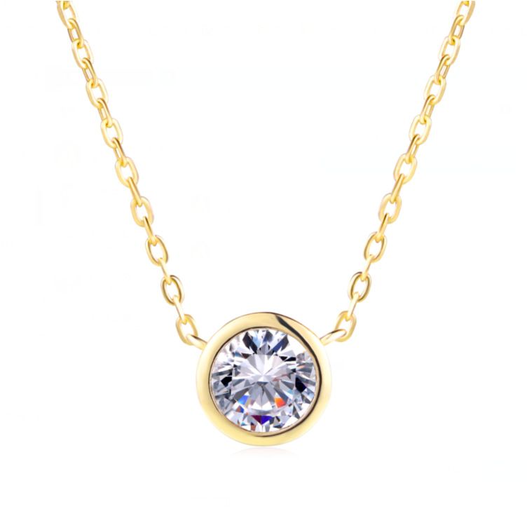 Hot Selling Jewelry, Simple Circular Small Pendant Necklace, Popular Zircon Plated Rose Gold Jewelry_ipsvogv.com