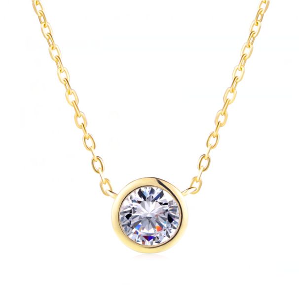 Hot Selling Jewelry, Simple Circular Small Pendant Necklace, Popular Zircon Plated Rose Gold Jewelry_ipsvogv.com