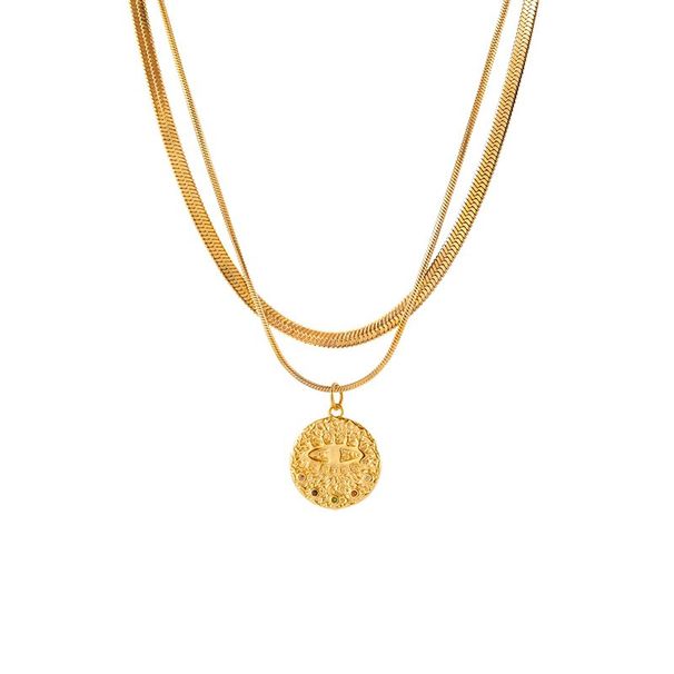 Women's Jewelry Retro Double Layered Devil's Eye Snake Bone Necklace Light Luxury High End Design Versatile Clavicle Chain_ipsvogv.com