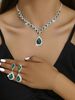 Wedding Bridal Jewelry Set Necklace Earrings Bracelet Three Piece Set Full Diamond Flower Multi Color Set_ipsvogv.com