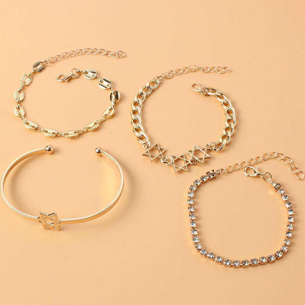 Temperament Retro Style Alloy Star Hollow Multi Layer Bracelet Fashion Casual Style Hand Jewelry_ipsvogv.com