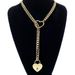 Real Gold Brass Electroplating Hot Sales Fashion Hip Hop Heart Shaped Ring Punk Rock Cuban Long Necklace_ipsvogv.com