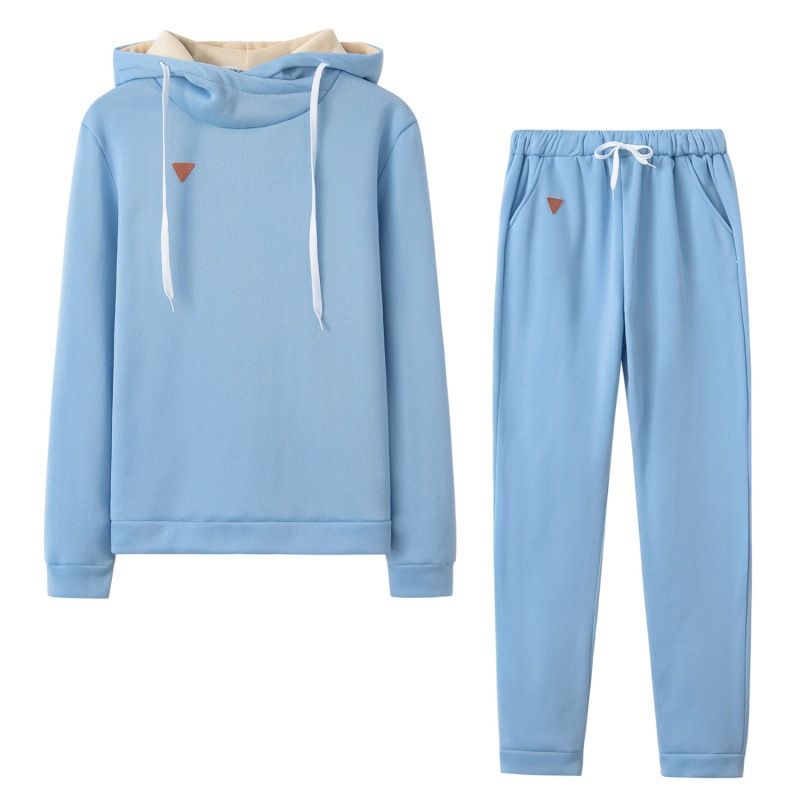 Women's Clothing Autumn and Winter Women's Clothing Hot Style Fleece Fashion Leather Badge Long Sleeve Hooded Casual Sports Suit_ipsvogv.com