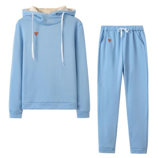 Women's Clothing Autumn and Winter Women's Clothing Hot Style Fleece Fashion Leather Badge Long Sleeve Hooded Casual Sports Suit_ipsvogv.com