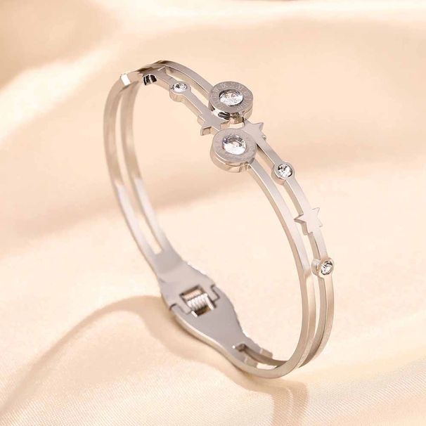 New Titanium Steel Bracelet For Women, Roman Ring Double Diamond Zircon, High Grade Sensation, Internet Celebrity_ipsvogv.com
