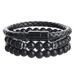 Fashion Hip-Hop Punk Beaded Leather Magnetic Clasp Bracelet Set Layered Black Onyx Tiger Eye Stone Jewelry_ipsvogv.com