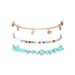 New Bohemian Colored Rice Bead String Turquoise Gold Disc Bracelet Set Of 3_ipsvogv.com