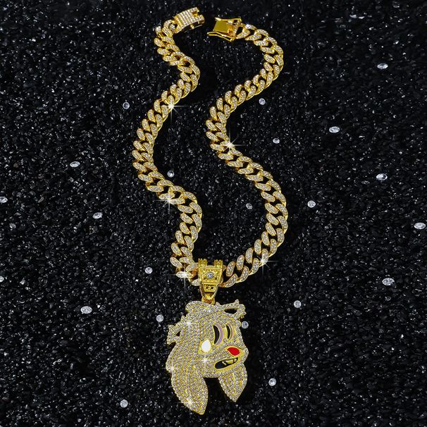 New Personality Style Hip-Hop Punk Exaggerated Full Diamond Cartoon Pendant_ipsvogv.com
