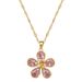 Stainless Steel Lovely Blue Pink Flowers Pendant Necklace Earrings For Women Girl Trendy Jewelry Set Gift Party_ipsvogv.com