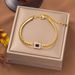 New Fashion Versatile Square Emerald Zircon Titanium Bracelet Women's Stainless Steel Jewelry Set_ipsvogv.com