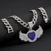 specializes In Fashion Men's Alloy Full Diamond Blue Love Angel Wing Pendant Hip-hop Necklace_ipsvogv.com