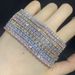 Unisex single row square zircon bracelet for women with full diamonds, adjustable pull out tennis bracelet jewelry_ipsvogv.com