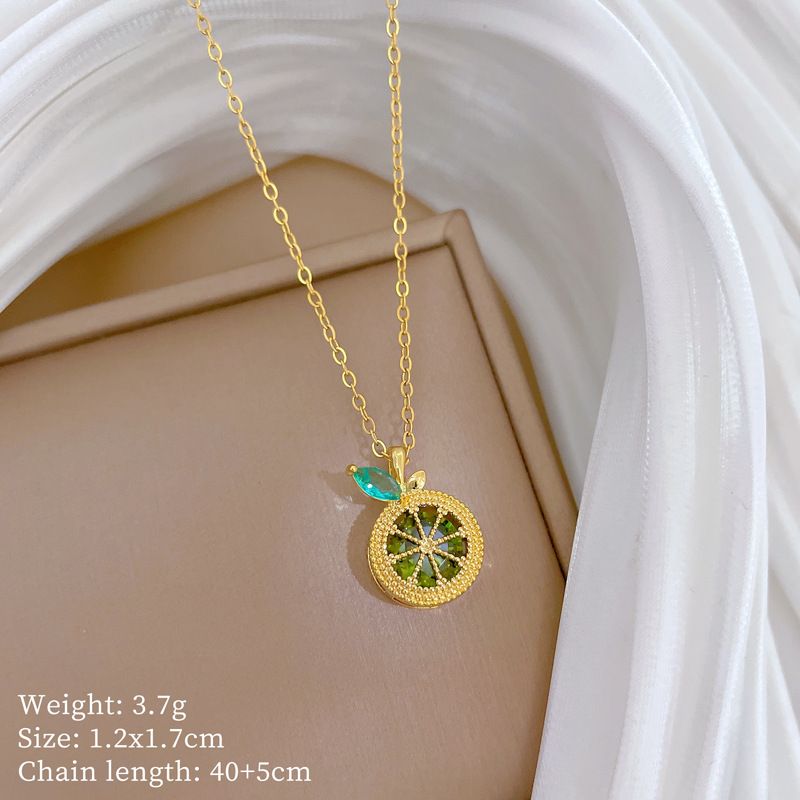 Fruit 【 】 Lemon Light Luxury Charm Gorgeous Full Diamond Necklace Women's Versatile Clavicle Titanium Steel Chain 【 】_ipsvogv.com