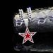 Unisex Personality Hip-Hop Pendant Fashion Full Diamond Blue Pentagram Necklace Jewelry_ipsvogv.com