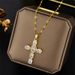 New Copper Micro-inlaid Zircon Necklace Multicolor Cross Pendant Hip Hop Necklace Clavicle Chain_ipsvogv.com