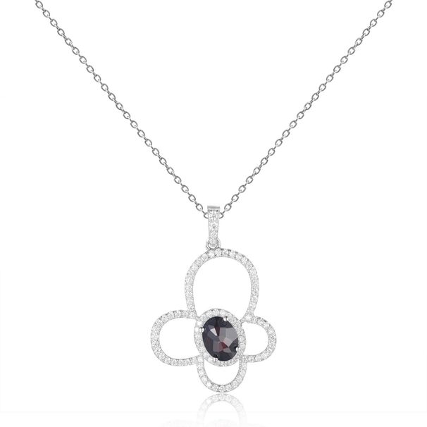New Butterfly Necklace Natural Black Garnet Gift S925 Sterling Silver Inlaid Pink Topaz Pendant Sweet_ipsvogv.com