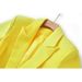 Women's bright yellow suit jacket feather decoration fashion stitching party top_ipsvogv.com