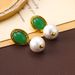 French Baroque Natural Green Agate Round Cotton Beads Chinese Style Immortal Unique Charm and Earrings_ipsvogv.com