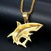 Hip Hop Jewelry Titanium Steel Gold-Plated Diamond-Studded White Shark Pendant Necklace_ipsvogv.com