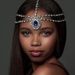 Blue water drop pendant head chain fashionable multi layer rhinestone forehead chain hair accessories jewelry_ipsvogv.com