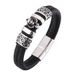 Punk Style Exquisite Peach Heart Skull Stainless Steel Charm Men's Leather Bracelet Straight_ipsvogv.com