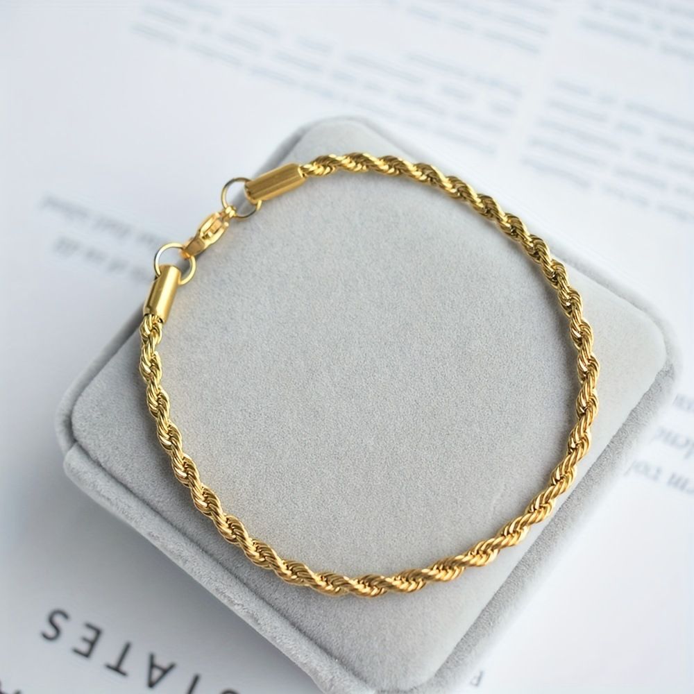 Cuban Hip-Hop Trendy Titanium Steel Thin Niche Men's Non-Fading Braided Chain Bracelet_ipsvogv.com