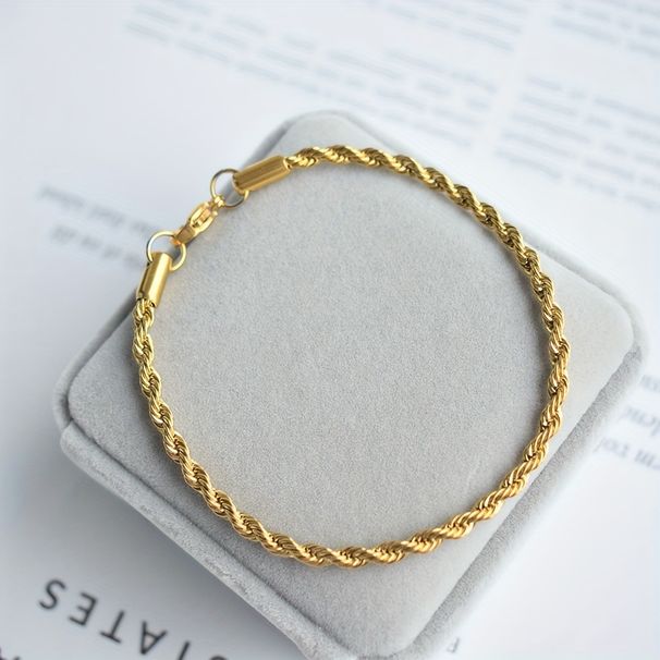 Cuban Hip-Hop Trendy Titanium Steel Thin Niche Men's Non-Fading Braided Chain Bracelet_ipsvogv.com