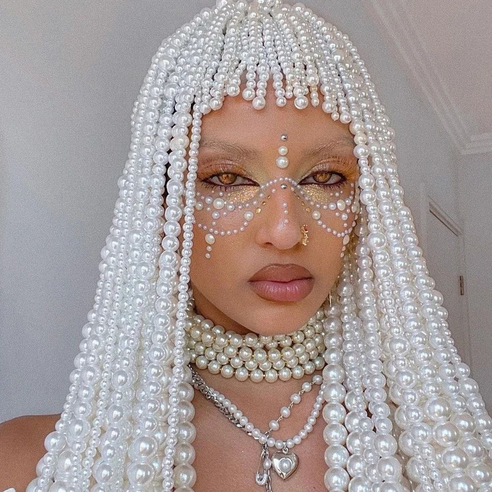 Explosive Long Fringed Pearl Headgear Hair Chain European And American Personalized Stage Performance Hair Accessories Women's Hair Chain_ipsvogv.com