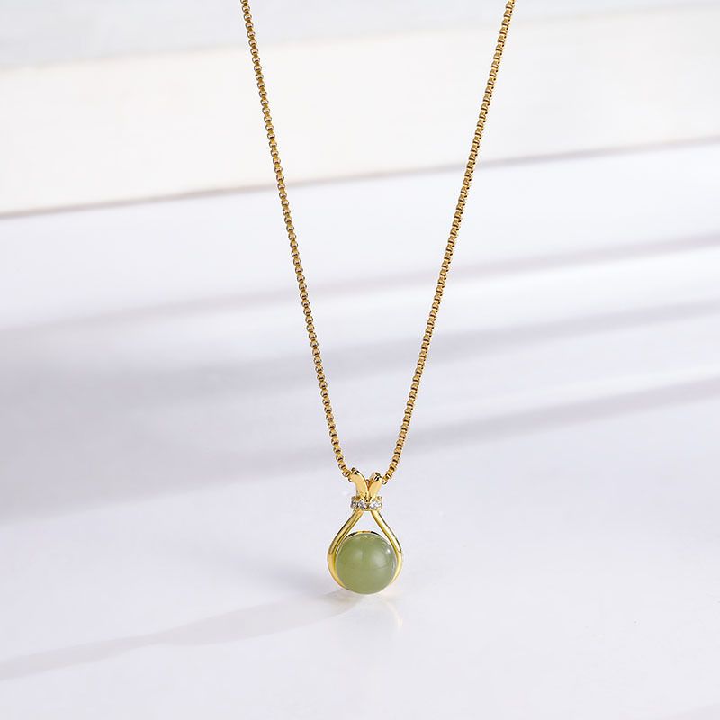 Simple Temperament Imitates Hotan Jade Titanium Steel Necklace, Women's Luxury, High Level Sense, Net Red Fashion,_ipsvogv.com