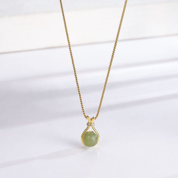 Simple Temperament Imitates Hotan Jade Titanium Steel Necklace, Women's Luxury, High Level Sense, Net Red Fashion,_ipsvogv.com
