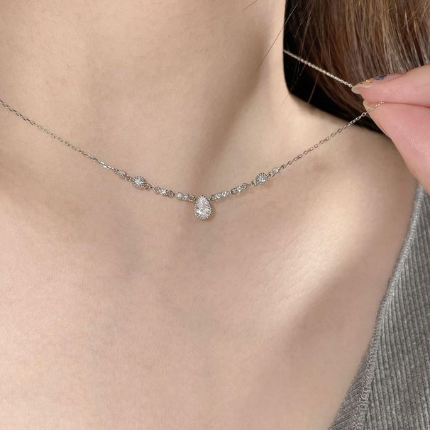 pure Silver S Water Droplet Zircon Necklace For Women ! 2024 New Model, Light Luxury And High-end Feel, Versatile Daily Model, Feel,_ipsvogv.com