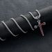 Men's Punk Style Cross Pendant Necklace - Red & Blue Braided Cord With Nail Design (Gothic Jewelry Edgy Layered Chain)_ipsvogv.com