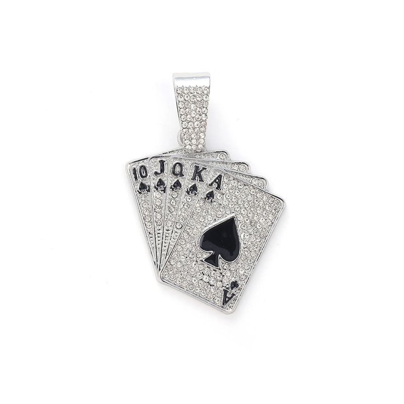 Hip hop niche street rap playing card pendant retro environmentally friendly alloy Cuban necklace men's necklace_ipsvogv.com