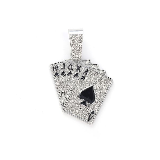 Hip hop niche street rap playing card pendant retro environmentally friendly alloy Cuban necklace men's necklace_ipsvogv.com