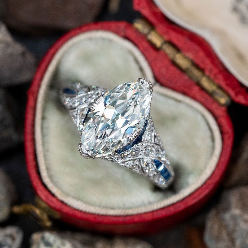 Cao Shi Fashion Commuter Paired with Women's Ring Inlaid with Horse Eyes Large Zircon Ring_ipsvogv.com