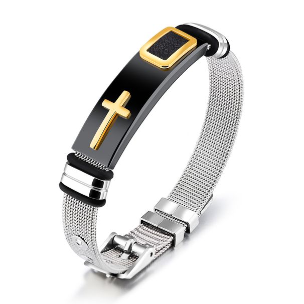 Men's Jewelry Titanium Steel Mesh Bracelet Cross Men's Bracelet_ipsvogv.com