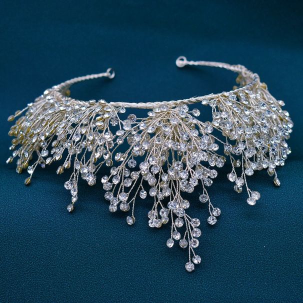 Handmade Full Diamond Crown Headdress Bride Crown Full Of Star Round Diamond Wedding Dress Wedding Headdress_ipsvogv.com