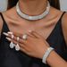 Water Diamond Jewelry Set - 4-Piece Silver Necklace, Earrings, Bracelet & Ring For Wedding & Photography, Elegant Bridal Gift_ipsvogv.com
