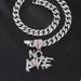 New Full Diamond Cuban Chain Splicing Letter Love Pendant Hip-hop Street Culture Trendy Men's Necklace_ipsvogv.com